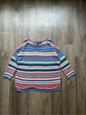 Vintage Chaps Striped Tie Front Sweater | Grandmacore